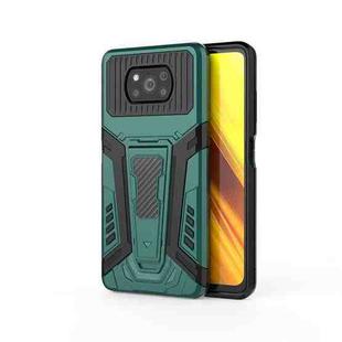 For Xiaomi Poco X3 War Chariot Series Armor All-inclusive Shockproof PC + TPU Protective Case with Invisible Holder(Green)