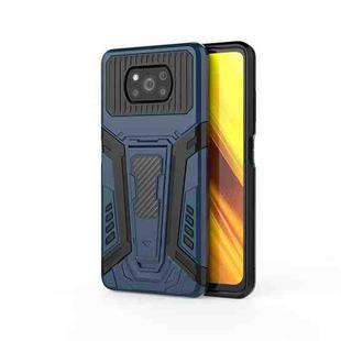 For Xiaomi Poco X3 War Chariot Series Armor All-inclusive Shockproof PC + TPU Protective Case with Invisible Holder(Blue)