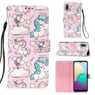 For Samsung Galaxy A02 / M02 3D Painting Horizontal Flip Leather Case with Holder & Card Slot & Wallet & Lanyard(Pink Pony)