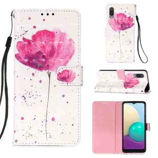 For Samsung Galaxy A02 / M02 3D Painting Horizontal Flip Leather Case with Holder & Card Slot & Wallet & Lanyard(Flower)