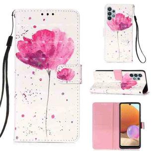 For Samsung Galaxy A32 4G (EU Version) 3D Painting Horizontal Flip Leather Case with Holder & Card Slot & Wallet & Lanyard(Flower)