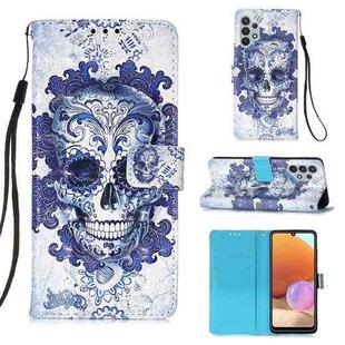 For Samsung Galaxy A32 4G (EU Version) 3D Painting Horizontal Flip Leather Case with Holder & Card Slot & Wallet & Lanyard(Cloud Ghost Head)