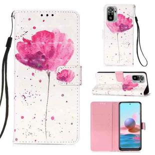 For Xiaomi Redmi Note 10S / Note 10 4G 3D Painting Horizontal Flip Leather Case with Holder & Card Slot & Wallet & Lanyard(Flower)