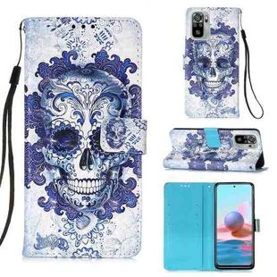 For Xiaomi Redmi Note 10S / Note 10 4G 3D Painting Horizontal Flip Leather Case with Holder & Card Slot & Wallet & Lanyard(Cloud Ghost Head)