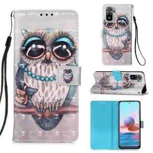 For Xiaomi Redmi Note 10S / Note 10 4G 3D Painting Horizontal Flip Leather Case with Holder & Card Slot & Wallet & Lanyard(Owl)