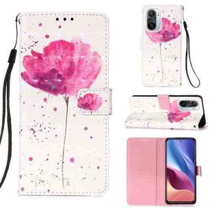 For Xiaomi Mi 11i / Poco F3 / Redmi K40 / K40 Pro 3D Painting Horizontal Flip Leather Case with Holder & Card Slot & Wallet & Lanyard(Flower)