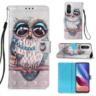 For Xiaomi Mi 11i / Poco F3 / Redmi K40 / K40 Pro 3D Painting Horizontal Flip Leather Case with Holder & Card Slot & Wallet & Lanyard(Owl)