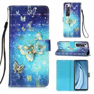 For Xiaomi Mi 10S 3D Painting Horizontal Flip Leather Case with Holder & Card Slot & Wallet & Lanyard(Gold Butterfy)