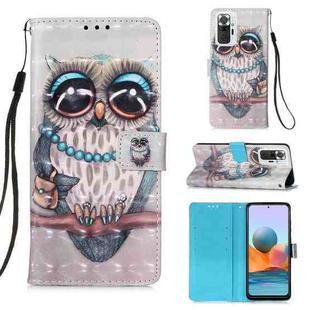 For Xiaomi Redmi Note 10 Pro / Note 10 Pro Max 3D Painting Horizontal Flip Leather Case with Holder & Card Slot & Wallet & Lanyard(Owl)