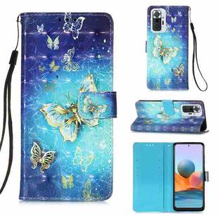 For Xiaomi Redmi Note 10 Pro / Note 10 Pro Max 3D Painting Horizontal Flip Leather Case with Holder & Card Slot & Wallet & Lanyard(Gold Butterfy)