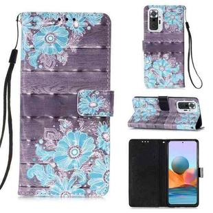 For Xiaomi Redmi Note 10 Pro / Note 10 Pro Max 3D Painting Horizontal Flip Leather Case with Holder & Card Slot & Wallet & Lanyard(Blue Flower)