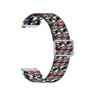 20mm For Samsung Galaxy Watch3 41mm Adjustable Elastic Printing Watch Band(Blue Rose)