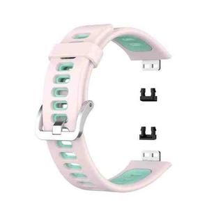 For Huawei Watch Fit Two-color Silicone Watch Band(Pink+Teal)