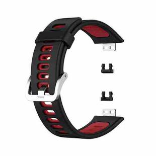 For Huawei Watch Fit Two-color Silicone Watch Band(Black+Red)