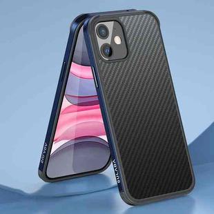 For iPhone 11 SULADA Luxury 3D Carbon Fiber Textured Shockproof Metal + TPU Frame Case (Sea Blue)