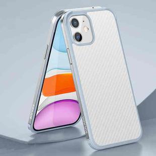 For iPhone 11 SULADA Luxury 3D Carbon Fiber Textured Shockproof Metal + TPU Frame Case (Silver)