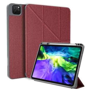 For iPad Pro 12.9 2022 / 2021 / 2020 Mutural Multi-fold Smart Leather Tablet Case(Red)