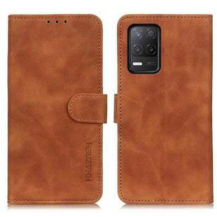 For Realme 9 5G / Realme 8 5G / Realme V13 5G KHAZNEH Retro Texture PU + TPU Horizontal Flip Leather Case(Brown)