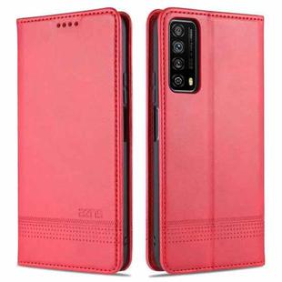 For Huawei P smart 2021 AZNS Magnetic Calf Texture Horizontal Flip Leather Case with Card Slots & Holder & Wallet(Red)