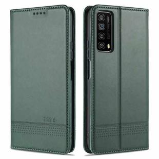 For Huawei P smart 2021 AZNS Magnetic Calf Texture Horizontal Flip Leather Case with Card Slots & Holder & Wallet(Dark Green)