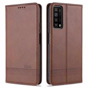 For Huawei P smart 2021 AZNS Magnetic Calf Texture Horizontal Flip Leather Case with Card Slots & Holder & Wallet(Dark Brown)