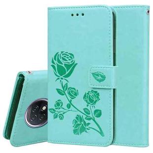 For Xiaomi Redmi Note 9T 5G Rose Embossed Horizontal Flip PU Leather Case with Holder & Card Slots & Wallet(Green)