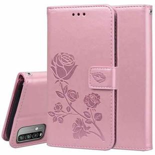 For Xiaomi Poco M3 Rose Embossed Horizontal Flip PU Leather Case with Holder & Card Slots & Wallet(Rose Gold)