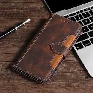 For iPhone 12 / 12 Pro Stitching Skin Feel Magnetic Buckle Horizontal Flip PU Leather Case with Holder & Card Slots & Wallet(Brown)