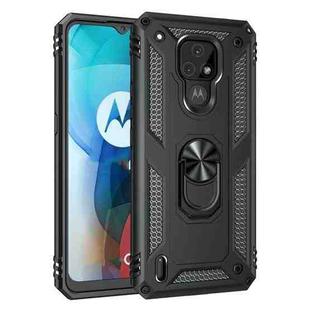 For Motorola Moto E7 Shockproof TPU + PC Protective Case with 360 Degree Rotating Holder(Black)