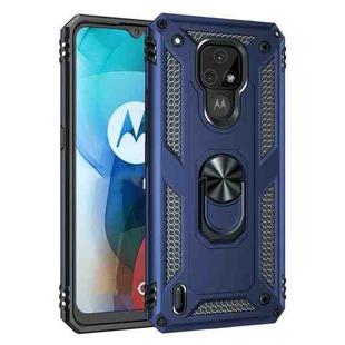 For Motorola Moto E7 Shockproof TPU + PC Protective Case with 360 Degree Rotating Holder(Blue)