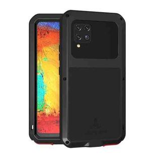 For Samsung Galaxy A42 LOVE MEI Metal Shockproof Waterproof Dustproof Protective Case with Glass(Black)