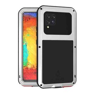 For Samsung Galaxy A42 LOVE MEI Metal Shockproof Waterproof Dustproof Protective Case with Glass(Silver)