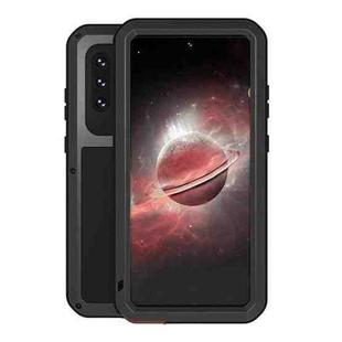 For Samsung Galaxy A72 5G / 4G LOVE MEI Metal Shockproof Waterproof Dustproof Protective Case with Glass(Black)