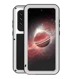 For Samsung Galaxy A72 5G / 4G LOVE MEI Metal Shockproof Waterproof Dustproof Protective Case with Glass(Silver)