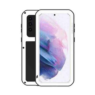 For Samsung Galaxy S21+ 5G LOVE MEI Metal Shockproof Waterproof Dustproof Protective Case with Glass(White)