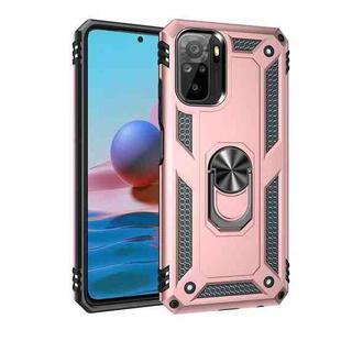 For Xiaomi Redmi Note 10 / Note 10s Shockproof TPU + PC Protective Case with 360 Degree Rotating Holder(Rose Gold)