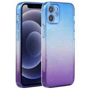 For iPhone 12 mini Straight Edge Gradient Color TPU Protective Case (Blue Purple)