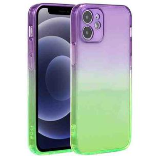 For iPhone 12 mini Straight Edge Gradient Color TPU Protective Case (Purple Green)