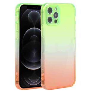 For iPhone 12 Pro Straight Edge Gradient Color TPU Protective Case(Green Orange)