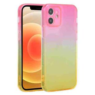 For iPhone 12 Straight Edge Gradient Color TPU Protective Case(Orange Pink)