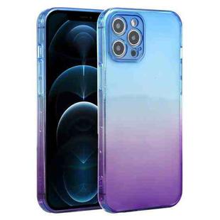 For iPhone 12 Pro Max Straight Edge Gradient Color TPU Protective Case(Blue Purple)