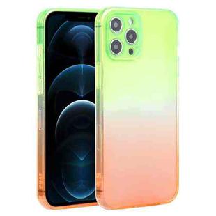 For iPhone 12 Pro Max Straight Edge Gradient Color TPU Protective Case(Green Orange)