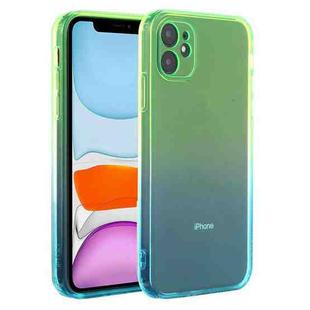 For iPhone 11 Straight Edge Gradient Color TPU Protective Case (Blue Green)