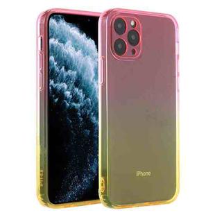 For iPhone 11 Pro Straight Edge Gradient Color TPU Protective Case (Orange Pink)