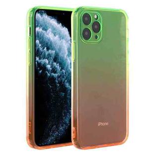 For iPhone 11 Pro Straight Edge Gradient Color TPU Protective Case (Green Orange)
