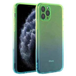 For iPhone 11 Pro Max Straight Edge Gradient Color TPU Protective Case (Blue Green)