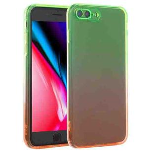 Straight Edge Gradient Color TPU Protective Case For iPhone 8 Plus / 7 Plus(Green Orange)