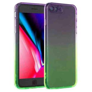 Straight Edge Gradient Color TPU Protective Case For iPhone 8 Plus / 7 Plus(Purple Green)