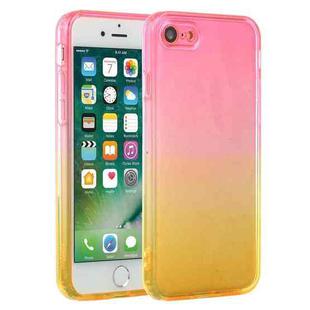For iPhone SE 2022 / SE 2020 / 8 / 7 Straight Edge Gradient Color TPU Protective Case(Orange Pink)