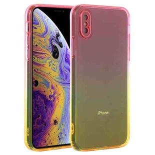 Straight Edge Gradient Color TPU Protective Case For iPhone XS(Orange Pink)